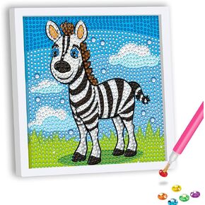 Skryuie 5d Diamond Painting for Kids Zebra - DIY Diamond Art Kits for Boys and Girls Vens 6-8-10-12 Easy Animal ، Cull Craft - Craft for Wall & Office Decor