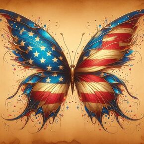 Independence Day Diamond Art Kits for Adults - 4 of July 5D Diamond Painting for Adults Butterfly, Full Drill Diamond Painting Kit for Wall Home Decor Arts Craft 14x14 inch