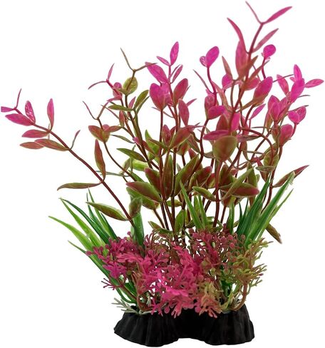 Fake Aquarium Plants Tree Flower Plastic Fish Plant Set for Beta Goldfish Tank Artificial Decoration Ornaments Freshwater Saltwater Décor (P523 Pink) in Saudi Arabia