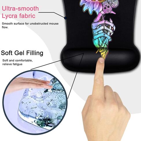 Wrist Support Mouse Pad and Memory Foam Keyboard Wrist Rest Set, Ergonomic Gel Pad for Computer, Laptop, Desk With Non-Slip PU Base, Silver Gilt Glitter Pattern Gaming Pad in Kuwait