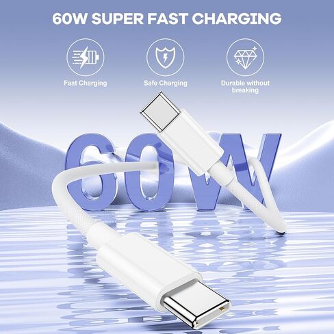 كابل USB C إلى USB C بطول 3 أقدام لسلك شاحن Apple iPhone 16 15، 4 حزم كابل 60 وات C إلى C سلك شحن سريع لهاتف iPhone 16 15 Pro Plus Pro Max iPad Pro/Air MacBook Pro/Air، لهاتف Galaxy S24 S23-أخضر فاتح in Kuwait