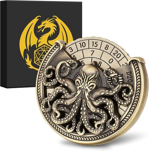 Spinner DND Dice Set, 7-in-1 Metallic D&D Dice, Octopus Roulette Dice Spinner for DND Dice Set, D&D Gifts with Gift Box, Father's Day, Role Playing Game Board Game Accessories, Bronze in Kuwait