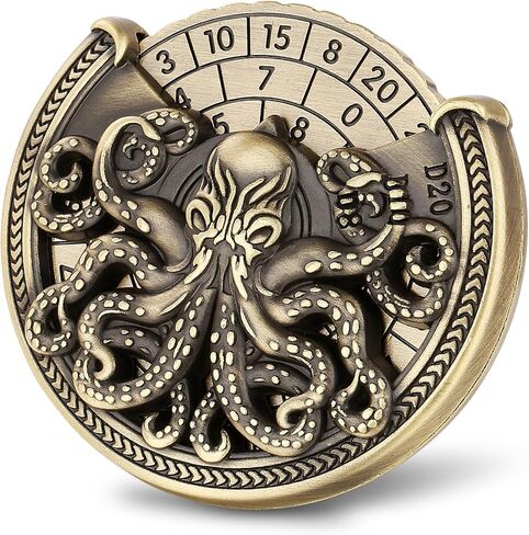 Spinner DND Dice Set, 7-in-1 Metallic D&D Dice, Octopus Roulette Dice Spinner for DND Dice Set, D&D Gifts with Gift Box, Father's Day, Role Playing Game Board Game Accessories, Bronze in Kuwait