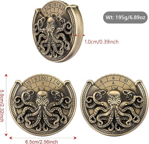 Spinner DND Dice Set, 7-in-1 Metallic D&D Dice, Octopus Roulette Dice Spinner for DND Dice Set, D&D Gifts with Gift Box, Father's Day, Role Playing Game Board Game Accessories, Bronze in Kuwait