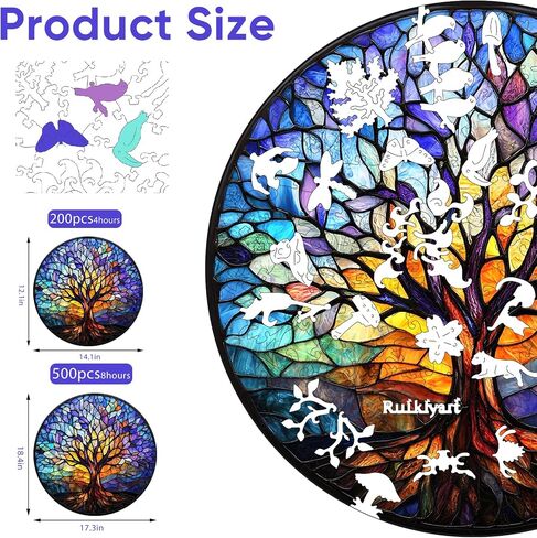 Wooden Puzzles for Adult,200 Pieces Tree of Life Wood Puzzles,Unique Shape Liberty Jigsaw Puzzles for Adults and Kids,Extra Thick 5MM,Family Game, Birthday Gifts,11.2x11.2 Inches in Saudi Arabia