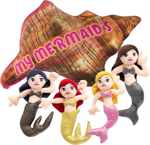Plush Talking My Mermaids Toy Set | Includes 4 Soft and Lovable Plush Mermaids | with A Plush Conch Shell Shaped Carrier | Great Gift for Baby/Toddler Girls or Boys in Saudi Arabia