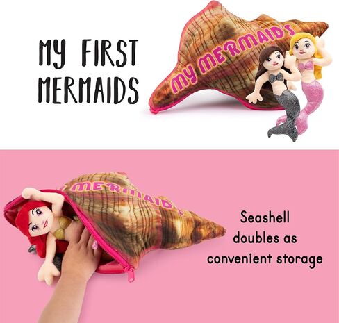 Plush Talking My Mermaids Toy Set | Includes 4 Soft and Lovable Plush Mermaids | with A Plush Conch Shell Shaped Carrier | Great Gift for Baby/Toddler Girls or Boys in Saudi Arabia
