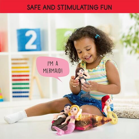 Plush Talking My Mermaids Toy Set | Includes 4 Soft and Lovable Plush Mermaids | with A Plush Conch Shell Shaped Carrier | Great Gift for Baby/Toddler Girls or Boys in Saudi Arabia