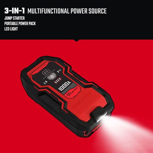 CRAFTSMAN CMXCESM263 1000A 12V Lithium Jump Starter – Portable USB Power – Up to 25 Jumps Per Charge – LED Area Light – Starts Up to 6.0L Gas and 3.0L Diesel Engines in Saudi Arabia