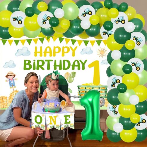 Sursurprise Tractor 2nd Decoritations ، Backdrop Backdrop Balloon Garland Arch Kit Topper for Farm Think اثنين in Saudi Arabia