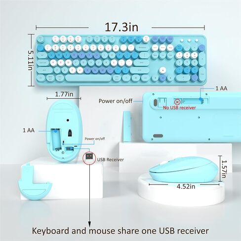 Colorful Wireless Keyboard and Mouse, Full Size Gradient Keyboard with Optical Mouse, 2.4GHz for Windows, Mac, Laptop, PC, Desktop (Peach Gradient) in Kuwait