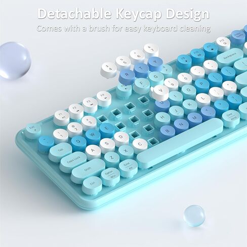 Colorful Wireless Keyboard and Mouse, Full Size Gradient Keyboard with Optical Mouse, 2.4GHz for Windows, Mac, Laptop, PC, Desktop (Peach Gradient) in Kuwait