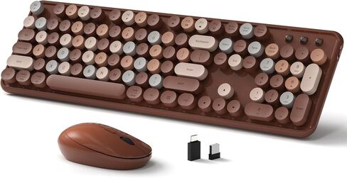 Colorful Wireless Keyboard and Mouse, Full Size Gradient Keyboard with Optical Mouse, 2.4GHz for Windows, Mac, Laptop, PC, Desktop (Peach Gradient) in Kuwait