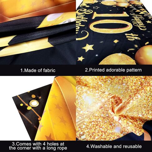 Katchon ، Gold and Blue Happy 10th Banner - 72 × 44 بوصة | 10 ديكورات عيد ميلاد للأولاد | زرقاء سعيد العاشرة عيد ميلاد بوي | علامة عيد ميلاد سعيدة 10 ، ديكورات عيد ميلاد عمرها 10 سنوات in Saudi Arabia