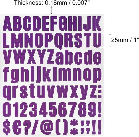 uxcell Letter Number Stickers Kit, 1 Inch Vinyl Self Adhesive Waterproof Alphabet Decals for Mailbox Address Sign DIY Crafts Card, 648 Pcs 8 Sheet Purple in Saudi Arabia