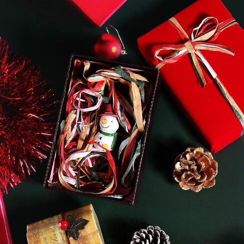Shappy 2 Rolls Christmas Raffia Ribbon 524 قدمًا الورق الورق غير اللامع ورق التعبئة الورق خيوط Raffia Yarn لهدايا التغليف من عيد الميلاد ديكور عطلة (أحمر ، أبيض ، أخضر ، بنك) in Saudi Arabia