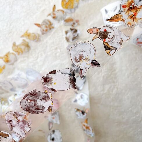 Seahorse Forest Vol6 A34 Cute Rabbit Ji,Pre-Cut Kawaii Thin Clear PET Washi Tape Stickers,Original Design,for Journaling,Scrapbooking,Planner,Scrapbook Supplies,Scrapbook Stickers, Bullet Journal in Saudi Arabia