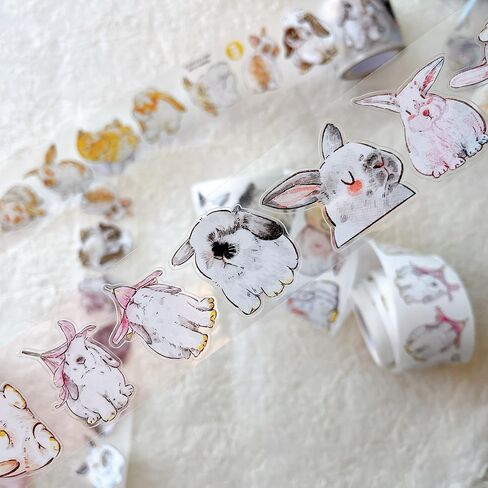Seahorse Forest Vol6 A34 Cute Rabbit Ji,Pre-Cut Kawaii Thin Clear PET Washi Tape Stickers,Original Design,for Journaling,Scrapbooking,Planner,Scrapbook Supplies,Scrapbook Stickers, Bullet Journal in Saudi Arabia