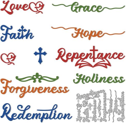 Bible Theme Word Cutting Dies Biblical Cross Letter Card Making Die Cuts Carbon Steel Stencils Scrapbooking Embossing Template Dies for DIY Craft Album Easter Festival Gift Decor in Saudi Arabia