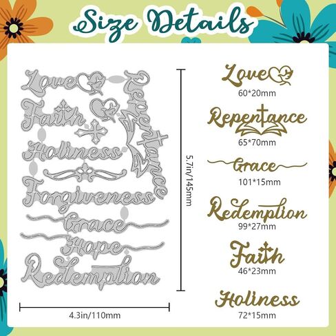 Bible Theme Word Cutting Dies Biblical Cross Letter Card Making Die Cuts Carbon Steel Stencils Scrapbooking Embossing Template Dies for DIY Craft Album Easter Festival Gift Decor in Saudi Arabia