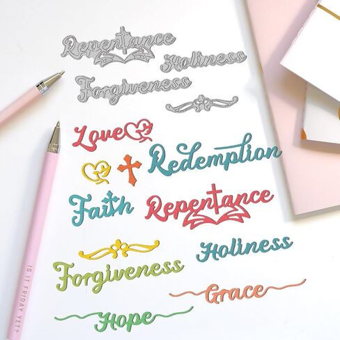 Bible Theme Word Cutting Dies Biblical Cross Letter Card Making Die Cuts Carbon Steel Stencils Scrapbooking Embossing Template Dies for DIY Craft Album Easter Festival Gift Decor in Saudi Arabia