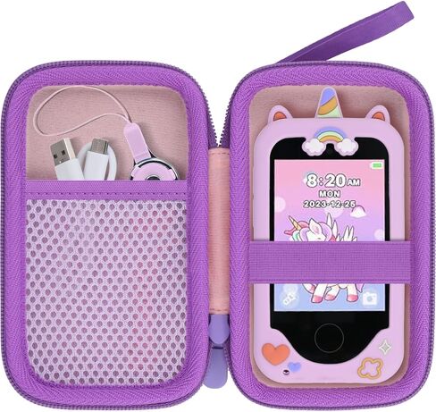Kids Smart Phone Case Compatible with Luoba/Luyiilo/KOKODI/WEOLULI/DIGIGOOD/Joozfee/Luyiilo Kids Smart Phone Toys,Case for Mini Smart Phone Toys with 2.8" Touchscreen (Pink Case,Purple Zipper) in Saudi Arabia