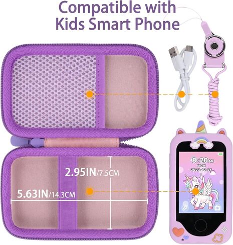 Kids Smart Phone Case Compatible with Luoba/Luyiilo/KOKODI/WEOLULI/DIGIGOOD/Joozfee/Luyiilo Kids Smart Phone Toys,Case for Mini Smart Phone Toys with 2.8" Touchscreen (Pink Case,Purple Zipper) in Saudi Arabia