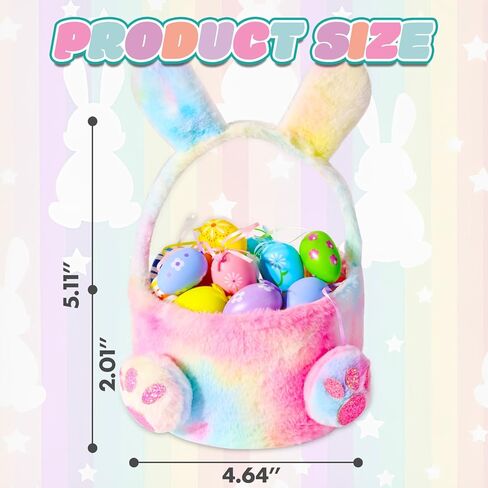 PinkSheep Bunny Ears and Basket for Girls,Pink Bunny Headbands with Bakset and Bunny Costume for Girls Bluk Party Favors, Rabbit Plush for Toddler Gift in Kuwait