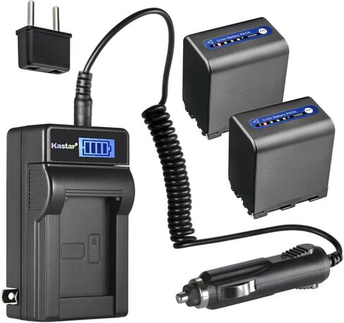 Kastar 3-Pack NP-QM91D Battery and LCD AC Charger Compatible with Sony CCD-TRV840, CCD-TRV890, CCD-TRV940, CCD-TRV950 HDR-HC1 HDR-SR1 HDR-UX1, MVC-CD200, MVC-CD250, MVC-CD300, MVC-CD350, MVC-CD400 in Kuwait
