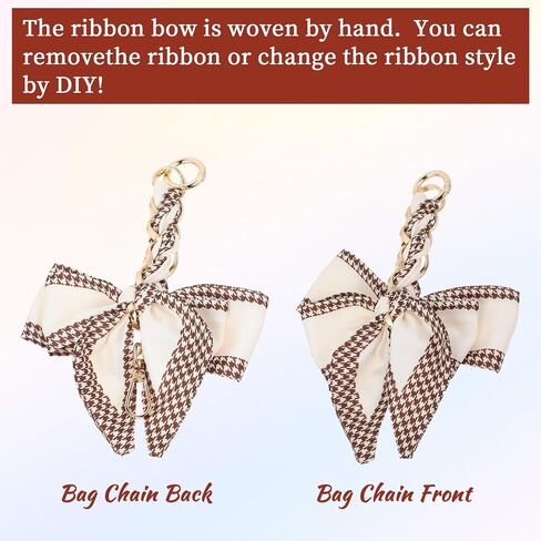 Bag Extender Chain with Bow Ribbon Purse Chain Strap Extender for Crossbody Exquisite Bowknot Scarf Bag Charms Women Handbag Decoration Accessories for Handbags Purse Making Supplies DIY in Saudi Arabia