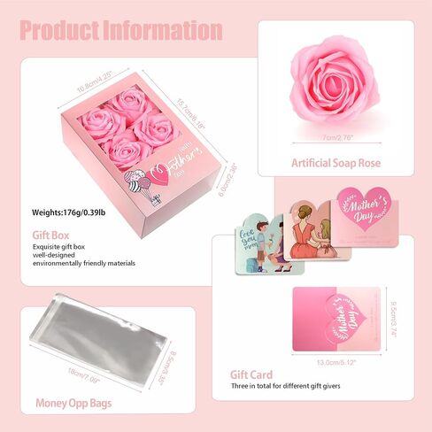 Money Box for Cash Gift Pull, Money Gift Boxes for Cash on Birthday, Christmas, Graduation, Mother's Day, for Husband, Wife, Girlfriend, Mother With Soap Rose Flower and Greeting Cards (Pink+Pink) in Saudi Arabia