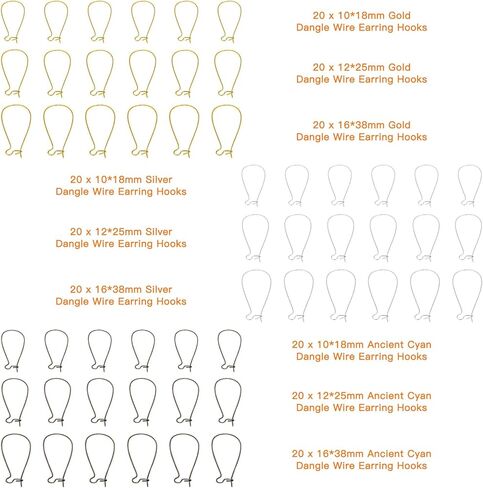 80 قطعة من الأقراط المطرزة لصنع المجوهرات، أقراط مطرزة بالخرز للعثور على أقراط مشبك ورق للعثور على أقراط حلق DIY (ذهبي وفضي، 6 × 20 مم) in Kuwait