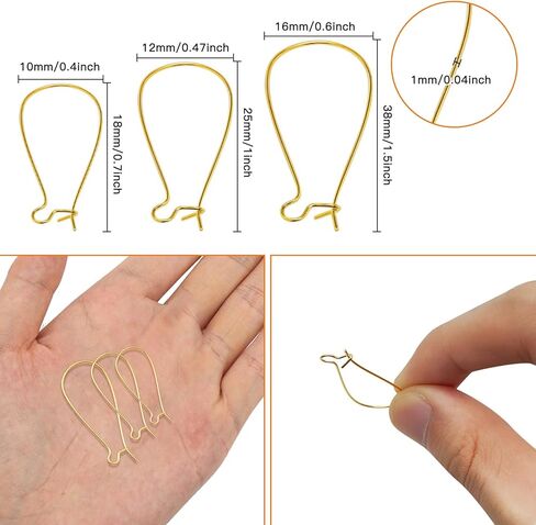 80 قطعة من الأقراط المطرزة لصنع المجوهرات، أقراط مطرزة بالخرز للعثور على أقراط مشبك ورق للعثور على أقراط حلق DIY (ذهبي وفضي، 6 × 20 مم) in Kuwait
