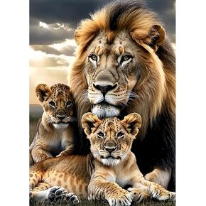 MXJSUA Savannah Lion Home Diy Diamond Painting by Number Kits للبالغين ، 5D Drill Drill Diamond Art Art Picture Arts Kits Craft for Home Wall Decor