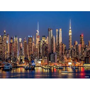 Yeeiffd Diamond Painting City New York City Midtown Buildings Skyline Night for Adult Paints Kits Diamond Art Perfect for Home Wall Decor 12 "× 16"