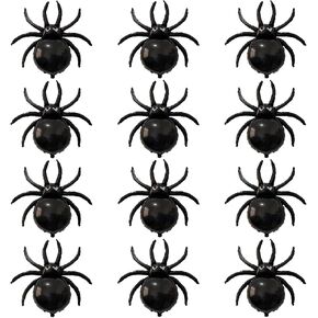 17.2" Halloween Black Spider balloons - 12Pcs Mini Spiders Foil Balloon for Halloween Decoration Day of Death New Year Birthday Spooky Party Supplier