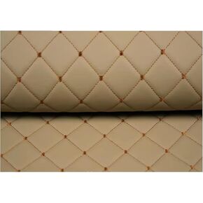 Faux Leather Fabric Vinyl Leather Leathercloth Leatherette Diamond Stitch Padded Cushion Linen Wadding Faux Leather Interior Vehicle Upholstery Fabric, 1.43x1m(Color:Brown Diamond)
