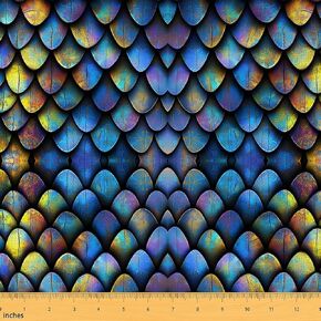 Erosebridal Dragon Fabric by The Yard,Dragon Scales Upholstery Fabric,Fantasy Dragon Squama Decorative Fabric,Western Dragon Scales Indoor Outdoor Fabric for Women Men Adults,1 Yard in Saudi Arabia