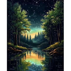 Arttoplus Landscape Paint by Numbers Kit for Adults- Forest Adult Paints by Number Kits, Lake Acrylic Painting by Numbers for Adults as a Home Wall Decoration Gift 16x20 Inch