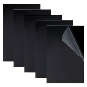أوراق الاكريليك Plexiglass ، الفراغات السوداء السوداء السوداء ، 5 صفائح أكريليك 5 "x7" علامة فارغة لمستلزمات الحرف DIY CROFTS Decord Decord Decord