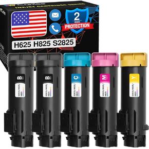 Cartlee Compatible Toner Cartridges Replacement for Dell H825 Toner H625cdw S2825 MFP H625CDW S2825CDN H625 CDW H825cdw Smart Color Printer Ink (2 Black, 1 Cyan, 1 Magenta, 1 Yellow)