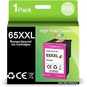 65 خراطيش حبر استبدال لون HP 65xl حبر 65xxl استخدام عالي الاستخدام مع الحسد 5055 5052 5058 Deskjet 3755 2655 3752 3720 3722 3723 3758 2652 2622 2624 الطابعة (1 ثلاثي الألوان)