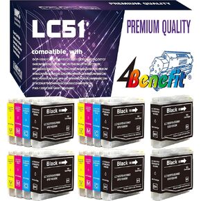 18 Pack. Compatible Cartridges For Brother LC-51. Includes Cartridges for 6 ea LC-51 Black + 4ea LC-51 Cyan + 4ea LC-51 Magenta + 4ea LC-51 Yellow.
