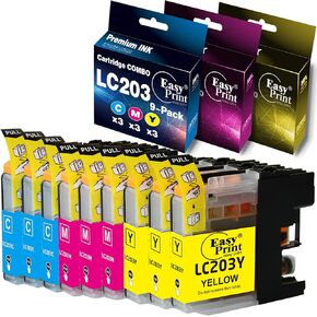 EASYPRINT Compatible LC203XL LC201XL Ink Cartridges LC203 LC201 Used for MFC-J480DW MFC-J880DW MFC-J4420DW MFC-J680DW MFC-J885DW, (3 Cyan, 3 Magenta, 3 Yellow, Total 9-Pack)