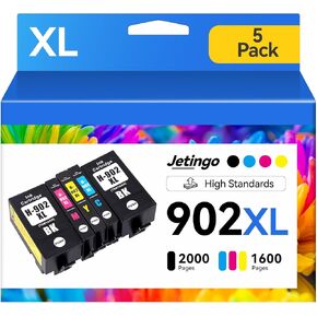 902 XL Ink Cartridges Combo Pack for HP Printers Black/Color 5Packs Ink Compatible Cartridge Replacement for HP 902 XL Office Jet Pro 6958 6962 6950 6978 6960 Officejet 6968 6954Series Printer