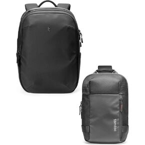 Tomtoc 17.3 Inch Praftop Backpack و Compact EDC Sling Bag XS