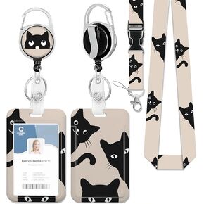 Cute Dogs ID Badge Holder with Retractable Lanyard,Badge Holder with Detachable Reel Clip,Work Name Tag Breakaway Lanyard Vertical ID Card Protector Case for Women Nurse Doctor Teacher Student