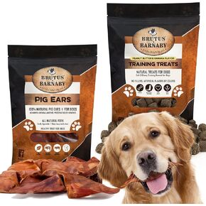 Brutus & Barnaby Pig Ears (12) + يعالج التدريب للكلاب (8 أوقية)