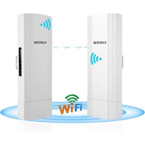 WDINLY 5.8G 450Mbps Wireless Bridge Outdoor Ethernet, WiFi Bridge CPE Extender Point to Point Outdoor Long Range with Ethernet Port, 2KM Travel Router Wireless Access Point with 24V POE Power Adapter