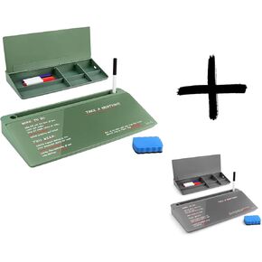 Birch Compact Desktop Whiteboard Bundle - Glass Desk Dry Erase Boards with Storage (Moss & Charcoal) - Desktop Dry Erase Board with Built-in Organizer for Office Accessories & Supplies